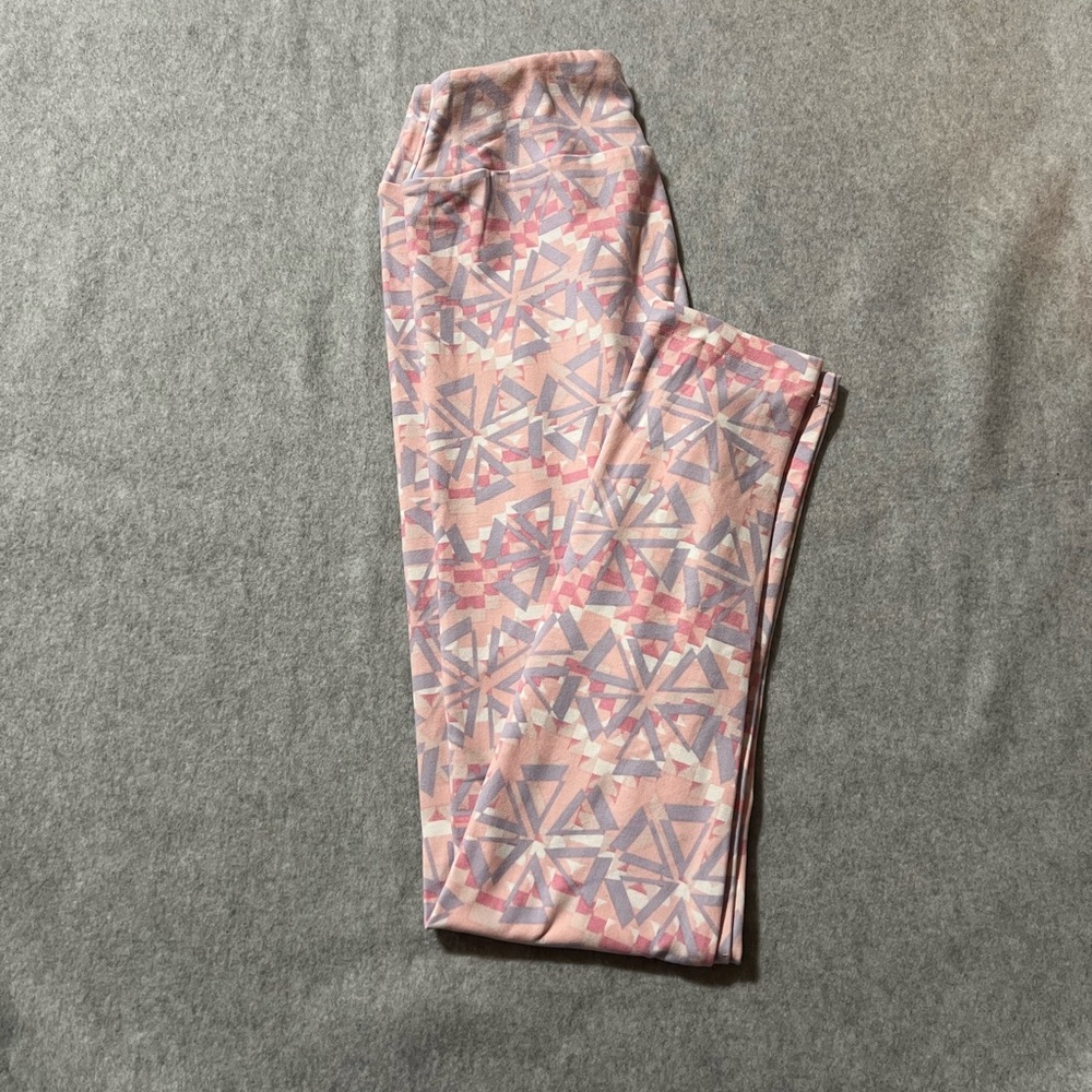 LuLaRoe Kids Leggings in Pink and Purple Geometric Pattern